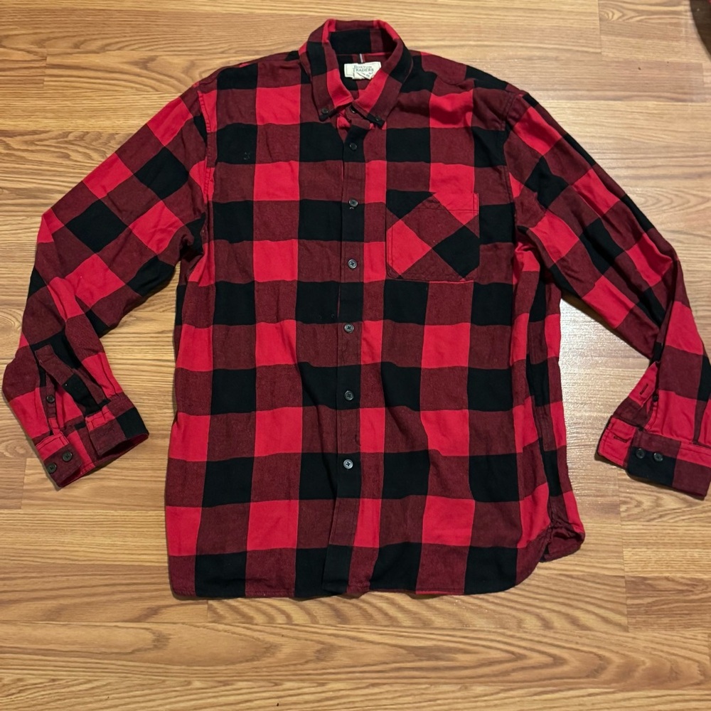 Boston Traders Red and Black Plaid Casual Button Down Shirt Size XL NWOT‎ Y2k